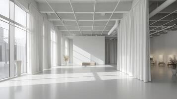 AI generated A minimalist fashion studio with a monochromatic color palette, embodying refined simplicity photo