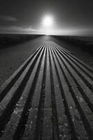 AI generated Simple, parallel lines converging into the distance to create depth and perspective photo