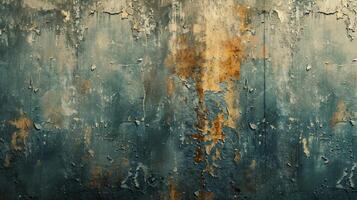 AI generated A gritty, grunge-inspired texture with distressed layers, showcasing weathered and worn urban surfaces. photo