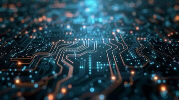 AI generated Futuristic digital circuitry patterns, symbolizing the convergence of technology and innovation photo