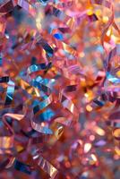 AI generated An abstract swirl of circus confetti and streamers, capturing the essence of merriment. photo