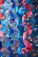 AI generated An abstract swirl of circus confetti and streamers, capturing the essence of merriment. photo