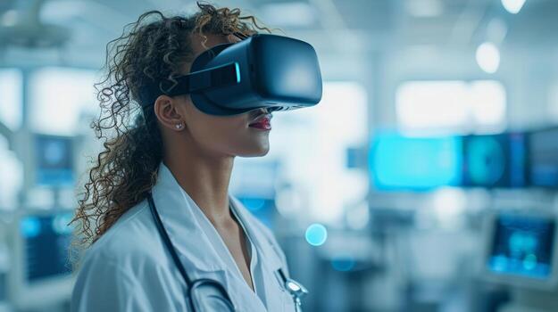 ai generado un inmersivo virtual realidad médico simulación, formación el siguiente Generacion de cuidado de la salud profesionales foto