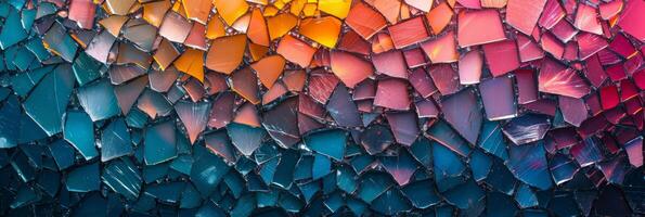 AI generated Abstract background consisting of pieces of multi-colored broken glass photo