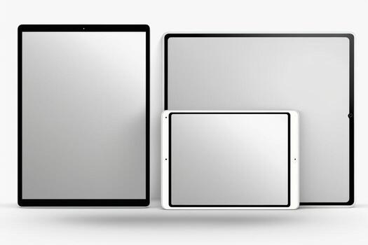 AI Generated Blank display template for tablet. Template for advertising or page on website, marketing, presentation. Means of communication, presentation of modern gadget model. 3D illustration photo