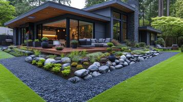 ai generado esta es un al aire libre paisaje jardín en norte vancouver, británico Columbia, Canadá. foto