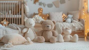 AI generated Creating a Cozy Children's Room with Beige Soft Toys from the Textile Hut photo