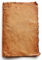 Piece of Brown Paper on White Background photo