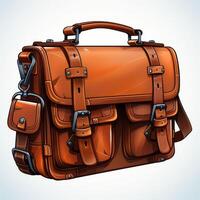 Brown Leather Briefcase With Two Handles photo