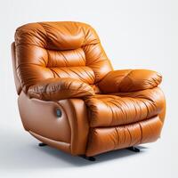 AI generated Brown Recliner Chair on White Floor photo