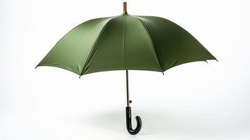 Open Green Umbrella on White Background photo