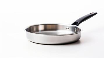 Silver Pan With Black Handle on White Surface photo