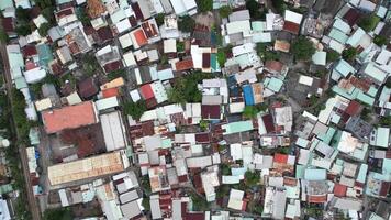 Dense Urban Landscape, Colorful Rooftop Aerial video