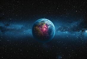 AI generated space earth space dark background photo