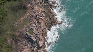 Ocean Waves Crashing Rocky Tropical Coastline video