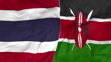 Thailand and Kenya Flags Together Seamless Looping Background, Looped Bump Texture Cloth Waving Slow Motion, 3D Rendering video