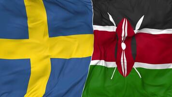 Sweden and Kenya Flags Together Seamless Looping Background, Looped Bump Texture Cloth Waving Slow Motion, 3D Rendering video