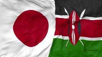 Japan and Kenya Flags Together Seamless Looping Background, Looped Bump Texture Cloth Waving Slow Motion, 3D Rendering video