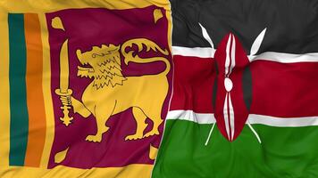 Sri Lanka and Kenya Flags Together Seamless Looping Background, Looped Bump Texture Cloth Waving Slow Motion, 3D Rendering video