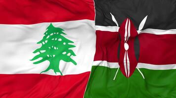 Lebanon and Kenya Flags Together Seamless Looping Background, Looped Bump Texture Cloth Waving Slow Motion, 3D Rendering video