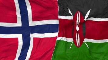 Norway and Kenya Flags Together Seamless Looping Background, Looped Bump Texture Cloth Waving Slow Motion, 3D Rendering video