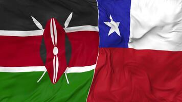 Chile and Kenya Flags Together Seamless Looping Background, Looped Bump Texture Cloth Waving Slow Motion, 3D Rendering video