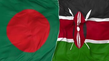 Bangladesh and Kenya Flags Together Seamless Looping Background, Looped Bump Texture Cloth Waving Slow Motion, 3D Rendering video