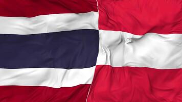 Thailand and Austria Flags Together Seamless Looping Background, Looped Bump Texture Cloth Waving Slow Motion, 3D Rendering video