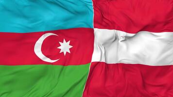 Azerbaijan and Austria Flags Together Seamless Looping Background, Looped Bump Texture Cloth Waving Slow Motion, 3D Rendering video