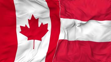 Canada and Austria Flags Together Seamless Looping Background, Looped Bump Texture Cloth Waving Slow Motion, 3D Rendering video