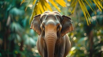 AI generated A beautiful elephant looks at the camera photo