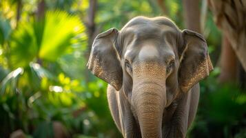 ai generado un hermosa elefante mira a el cámara foto