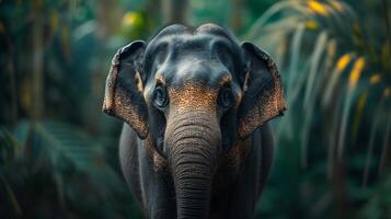 AI generated A beautiful elephant looks at the camera photo