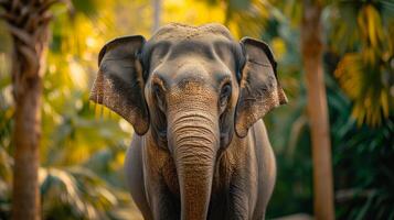 AI generated A beautiful elephant looks at the camera photo