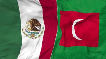 Mexico and Maldives Flags Together Seamless Looping Background, Looped Bump Texture Cloth Waving Slow Motion, 3D Rendering video