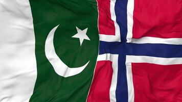 Pakistan and Norway Flags Together Seamless Looping Background, Looped Bump Texture Cloth Waving Slow Motion, 3D Rendering video