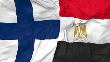 Finland and Egypt Flags Together Seamless Looping Background, Looped Bump Texture Cloth Waving Slow Motion, 3D Rendering video