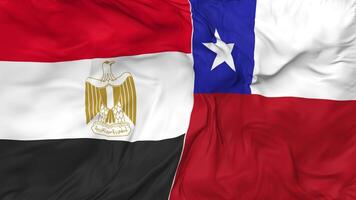 Chile and Egypt Flags Together Seamless Looping Background, Looped Bump Texture Cloth Waving Slow Motion, 3D Rendering video