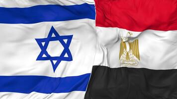 Israel and Egypt Flags Together Seamless Looping Background, Looped Bump Texture Cloth Waving Slow Motion, 3D Rendering video