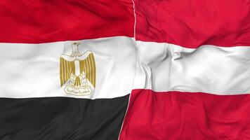 Egypt and Austria Flags Together Seamless Looping Background, Looped Bump Texture Cloth Waving Slow Motion, 3D Rendering video