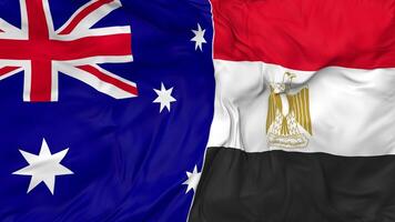 Australia and Egypt Flags Together Seamless Looping Background, Looped Bump Texture Cloth Waving Slow Motion, 3D Rendering video