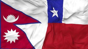 Chile and Nepal Flags Together Seamless Looping Background, Looped Bump Texture Cloth Waving Slow Motion, 3D Rendering video