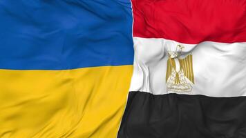 Ukraine and Egypt Flags Together Seamless Looping Background, Looped Bump Texture Cloth Waving Slow Motion, 3D Rendering video