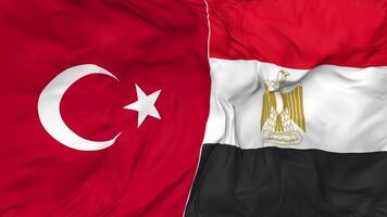 Turkey and Egypt Flags Together Seamless Looping Background, Looped Bump Texture Cloth Waving Slow Motion, 3D Rendering video