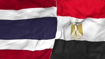 Thailand and Egypt Flags Together Seamless Looping Background, Looped Bump Texture Cloth Waving Slow Motion, 3D Rendering video
