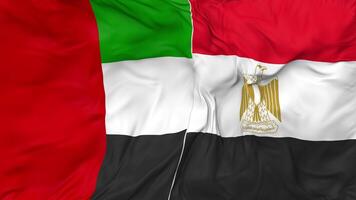 United Arab Emirates and Egypt Flags Together Seamless Looping Background, Looped Bump Texture Cloth Waving Slow Motion, 3D Rendering video