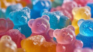 AI generated Abstract background of colorful gelatin bears photo