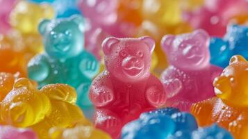 AI generated Abstract background of colorful gelatin bears photo