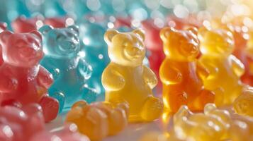 AI generated Abstract background of colorful gelatin bears photo