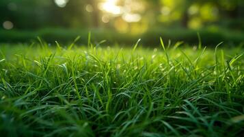 AI generated Beautiful background of green grass photo